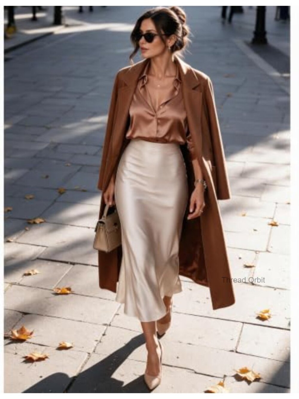 Satin Silk Button Down Blouse Long Sleeve Loose Fit Top - Picture 4 of 6